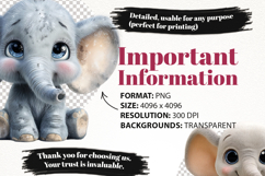 Cute Baby Elephant Clipart Bundle 40 PNG Product Image 6