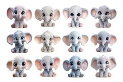 Cute Baby Elephant Clipart Bundle 40 PNG Product Image 3