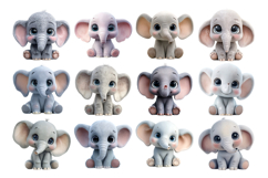 Cute Baby Elephant Clipart Bundle 40 PNG Product Image 4