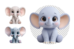 Cute Baby Elephant Clipart Bundle 40 PNG Product Image 5