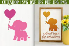 Baby Elephant Silhouette SVG - Cute Baby Elephant SVG Product Image 1