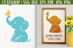 Baby Elephant Silhouette SVG - Cute Baby Elephant SVG Product Image 1