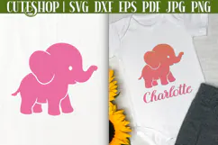 Baby Elephant Silhouette SVG - Cute Baby Elephant SVG Product Image 1