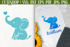 Baby Elephant Silhouette SVG - Cute Baby Elephant SVG Product Image 1