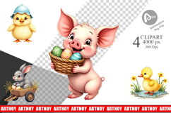 Baby Farm Animals Easter Clipart Product Image 1