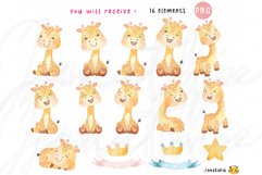 cute baby giraffe poses watercolor clipart PNG set Product Image 4