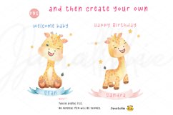 cute baby giraffe poses watercolor clipart PNG set Product Image 3