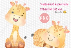 cute baby giraffe poses watercolor clipart PNG set Product Image 5