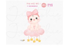 Cute Baby Girl Pink baby shower Watercolor PNG Product Image 2