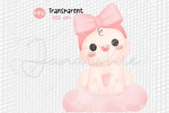 Cute Baby Girl Pink baby shower Watercolor PNG Product Image 3