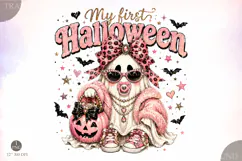 Cute Baby Glam Ghost Png, My 1st Halloween PNG Product Image 1