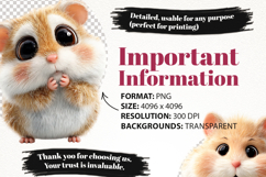 Cute Baby Hamster Clipart Bundle 28 PNG Product Image 5