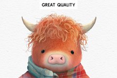 watercolor baby highland cow clipart, fairy tales nursery art, sublimation, cute children book Cute Baby Highland Cow Clipart PNG Scrapbooking Fairy Tale Art Image Watercolor Transparent Print illustration designs Nursery kids printable digital