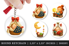 Cute Baby round keychain pintable sublimation design png Product Image 1