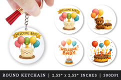 Cute Baby round keychain pintable sublimation design png Product Image 1