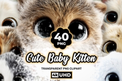 Cute Baby Kitten Clipart Bundle | 40 PNG Cute Kitten Cartoon Product Image 1