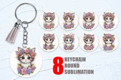 Baby Kitten Flower Wreath Keychain | Keyring Product Image 1