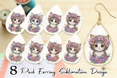 Baby Kitten Flower Wreath Earring teardrop sublimation desig Product Image 1