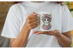 Baby Kitten Flower Wreath | Mug sublimation design Product Image 2