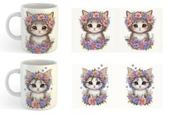 Baby Kitten Flower Wreath | Mug sublimation design Product Image 3