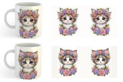 Baby Kitten Flower Wreath | Mug sublimation design Product Image 4