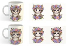 Baby Kitten Flower Wreath | Mug sublimation design Product Image 5