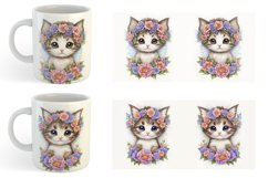 Baby Kitten Flower Wreath | Mug sublimation design Product Image 6