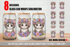 Baby Kitten Flower Wreath Glass Can Wraps Product Image 1