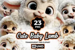 Cute Baby Lamb | 23 PNG Sheep Clipart Transparent BG Arts Product Image 1