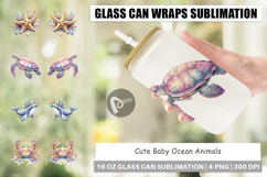 Cute Baby Ocean Animals Glass Can Product Image 1