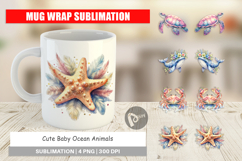 Cute Baby Ocean Animals Mug Wrap Product Image 1