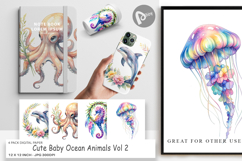 Cute Baby Ocean Animals Digital Paper Product Image 1