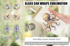 Cute Baby Ocean Animals Glass Can Product Image 1
