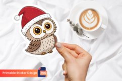 Cute Baby Owl With Santa Hat Sticker, Christmas Sticker Product Image 1