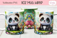 Cute baby panda bear mug wrap PNG for sublimation Product Image 1
