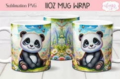 Cute baby panda bear mug wrap PNG for sublimation Product Image 1