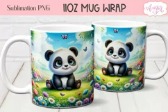 Cute baby panda bear mug wrap PNG for sublimation Product Image 1