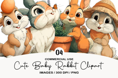 Cute Baby Rabbit Clipart Product Image 1