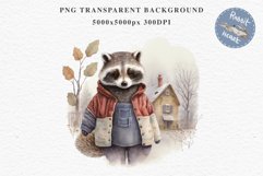 Cute Baby Raccoon Clipart PNG Scrapbooking Nursery Fairy Tale Art Image Watercolor Transparent Print illustration designs sublimation kids printable digital watercolor baby Raccoon, fairy tales clipart, sublimation nursery wall art, cute children book