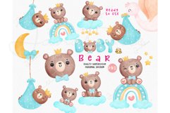 Kawaii Baby Shower Bear boy Clip Art Set Product Image 1