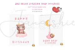 Kawaii Baby Shower Bear girl watercolor Clip Art Set Product Image 4