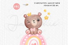 Kawaii Baby Shower Bear girl watercolor Clip Art Set Product Image 3