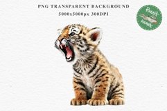 Cute Baby Tiger Animals Clipart PNG Scrapbooking Nursery Art Image Watercolor  Transparent Print invitation shirt designs sublimation kids printable digital watercolor baby tiger, scrapbooking clipart, sublimation nursery drawing, forest animals, wild cat