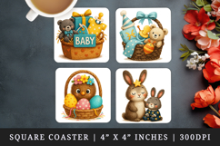 Cute Baby square coaster sublimation, coasters design Product Image 1