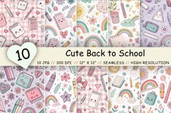 kawaii digital paper, back to school scrapbook, seamless education pattern, cute classroom paper, floral school patterns, school aesthetic png, teacher printable bundle, seamless stationery paper, school supplies bundle, pastel notebook paper, cute rainbo