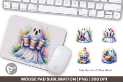 Cute Barista Coffee Ghost Mouse Pad Product Image 1