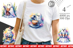 Cute Barista Coffee Ghost Sublimation Product Image 1