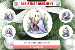Cute Barista Coffee Ghost Ornament Product Image 1