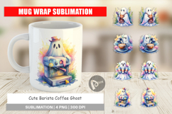Cute Barista Coffee Ghost Mug Wrap Product Image 1