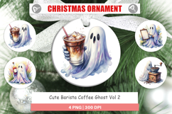 Cute Barista Coffee Ghost Ornament Product Image 1
